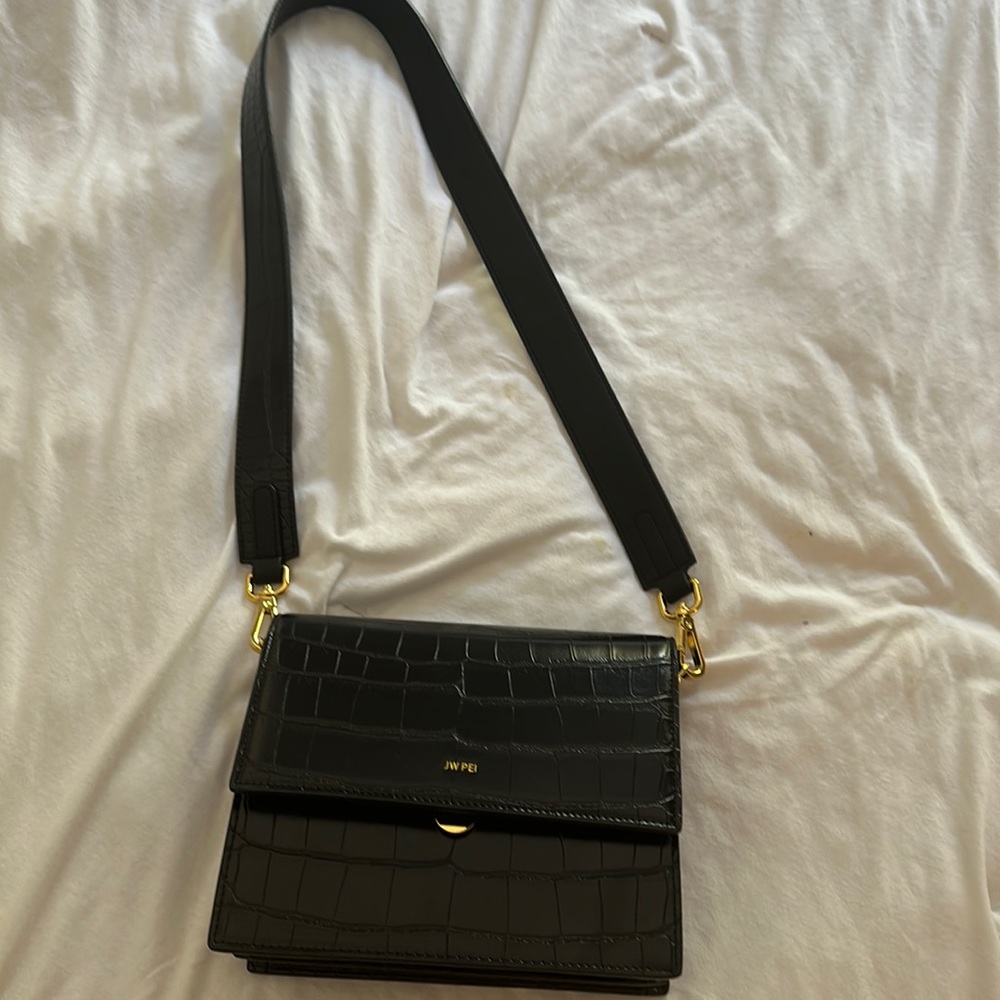 JW PEI Mini Flag Bag - Black Croc